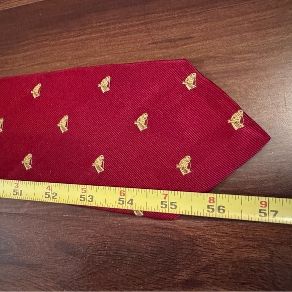 LAUREN Ralph Lauren Red 100% Silk Handmade Jacquard Necktie Made In USA - Picture 10 of 10